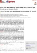 Cover page: SARS-CoV-2 RNA Is Readily Detectable at Least 8 Months after Shedding in an Isolation Facility