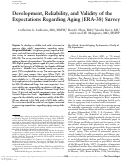 Cover page: Development, Reliability, and Validity of the Expectations Regarding Aging (ERA-38) Survey