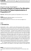 Cover page: In Pursuit of Equity in Property Tax Allocation: Discussing the Flawed Implementation of Proposition 13