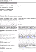 Cover page: Clinic-Level Process of Care for Depression in Primary Care Settings