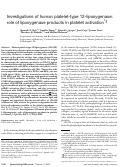 Cover page: Investigations of human platelet-type 12-lipoxygenase: role of lipoxygenase products in platelet activation 1 [S]