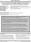 Cover page: Increased Computed Tomography Utilization in the Emergency Department and Its Association with Hospital Admission