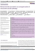 Cover page: Retinal arteriolar parameters as a surrogate marker of intracranial vascular pathology