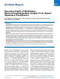 Cover page of Decoding Depth of Meditation: Electroencephalography Insights From Expert Vipassana Practitioners.