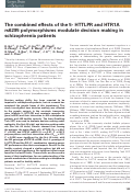 Cover page: The combined effects of the 5‐ HTTLPR and HTR1A rs6295 polymorphisms modulate decision making in schizophrenia patients