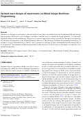 Cover page: Optimal exact designs of experiments via Mixed Integer Nonlinear Programming