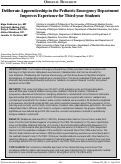 Cover page: Deliberate Apprenticeship in the Pediatric Emergency Department Improves Experience for Third-year Medical Students