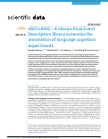 Cover page: HED LANG - A Hierarchical Event Descriptors library extension for annotation of language cognition experiments.