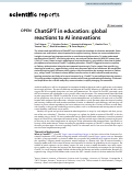 Cover page of ChatGPT in education: global reactions to AI innovations.