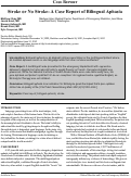 Cover page: Stroke or No Stroke: A Case Report of Bilingual Aphasia