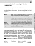 Cover page: Incremental Cost of Prematurity by Week of Gestational Age