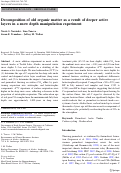 Cover page: Decomposition of old organic matter as a result of deeper active layers in a snow depth manipulation experiment