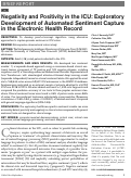 Cover page: Negativity and Positivity in the ICU: Exploratory Development of Automated Sentiment Capture in the Electronic Health Record.