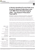 Cover page: A Newly Identified Frontal Path from Fornix in Septum Pellucidum with 7.0T MRI Track Density Imaging (TDI) - The Septum Pellucidum Tract (SPT).