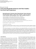 Cover page: Connecting Hospitalized Patients with Their Families: Case Series and Commentary