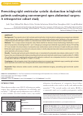 Cover page: Preexisting right ventricular systolic dysfunction in high-risk patients undergoing non-emergent open abdominal surgery: A retrospective cohort study