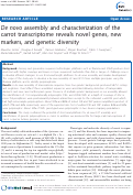 Cover page: De novo assembly and characterization of the carrot transcriptome reveals novel genes, new markers, and genetic diversity