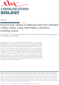 Cover page: Enzyme-free release of adhered cells from standard culture dishes using intermittent ultrasonic traveling waves