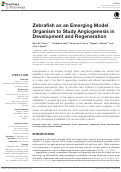 Cover page: Zebrafish as an Emerging Model Organism to Study Angiogenesis in Development and Regeneration