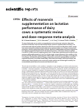 Cover page: Effects of monensin supplementation on lactation performance of dairy cows: a systematic review and dose–response meta‑analysis