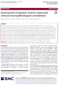 Cover page: Assessment of genetic risk for improved clinical-neuropathological correlations