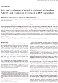 Cover page: Selective Localization of Arc mRNA in Dendrites Involves Activity- and Translation-Dependent mRNA Degradation