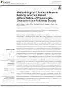 Cover page: Methodological Choices in Muscle Synergy Analysis Impact Differentiation of Physiological Characteristics Following Stroke