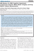 Cover page: MRI markers for mild cognitive impairment: comparisons between white matter integrity and gray matter volume measurements.