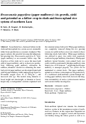 Cover page: Broussonetia papyrifera (paper mulberry): its growth, yield and potential as a fallow crop in slash-and-burn upland rice system of northern Laos