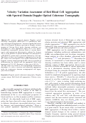 Cover page: Velocity Variation Assessment of Red Blood Cell Aggregation with Spectral Domain Doppler Optical Coherence Tomography