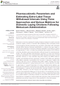 Cover page: Pharmacokinetic Parameters and Estimating Extra-Label Tissue Withdrawal Intervals Using Three Approaches and Various Matrices for Domestic Laying Chickens Following Meloxicam Administration