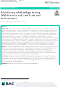 Cover page: Evolutionary relationships among bifidobacteria and their hosts and environments