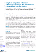Cover page: Long-Term Longitudinal Patterns of Patient-Reported Fatigue After Breast Cancer: A Group-Based Trajectory Analysis