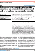 Cover page: Deleterious heteroplasmic mitochondrial mutations are associated with an increased risk of overall and cancer-specific mortality