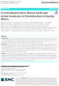 Cover page: A neurodegenerative disease landscape of rare mutations in Colombia due to founder effects.