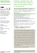 Cover page: Integrating evolutionary theory and social-ecological systems research to address the sustainability challenges of the Anthropocene.