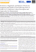 Cover page: Persistence, Magnitude, and Patterns of Postacute Symptoms and Quality of Life Following Onset of SARS-CoV-2 Infection: Cohort Description and Approaches for Measurement