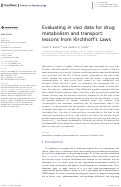 Cover page: Evaluating in vivo data for drug metabolism and transport: lessons from Kirchhoff’s Laws