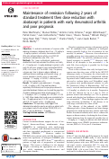 Cover page: Maintenance of remission following 2 years of standard treatment then dose reduction with abatacept in patients with early rheumatoid arthritis and poor prognosis