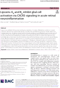 Cover page: Lipoxins A4 and B4 inhibit glial cell activation via CXCR3 signaling in acute retinal neuroinflammation.