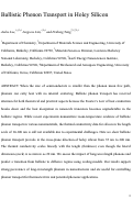 Cover page: Ballistic Phonon Transport in Holey Silicon