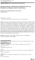 Cover page: Intergenerational Communication Satisfaction and Age Boundaries in Bulgaria and the United States