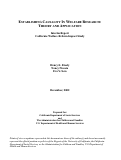 Cover page: Establishing Causality in Welfare Research: Theory and Application: Interim Report of the California Welfare Reform Impact Study