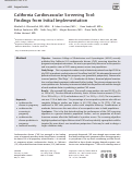 Cover page: California Cardiovascular Screening Tool: Findings from Initial Implementation