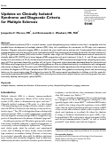 Cover page: Updates on Clinically Isolated Syndrome and Diagnostic Criteria for Multiple Sclerosis