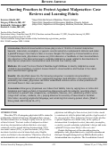 Cover page: Charting Practices to Protect Against Malpractice: Case Reviews and Learning Points