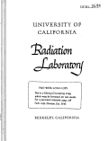 Cover page: A SURVEY OF THE RADIATION CHEMISTRY OF SOME ALIPHATIC ETHERS