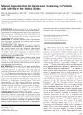 Cover page: Missed Opportunities for Depression Screening in Patients with Arthritis in the United States