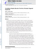 Cover page: Suicidality in Bipolar Disorder: The Role of Emotion‐Triggered Impulsivity