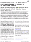 Cover page: De novo mutations across 1,465 diverse genomes reveal mutational insights and reductions in the Amish founder population